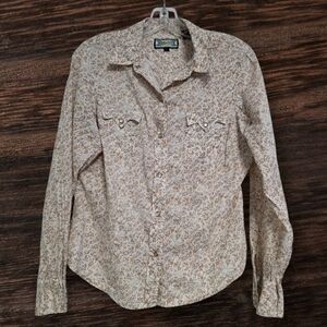 Shyanne Western Floral Button Down Shirt With Pearl Snap Buttons Size Jr. Large